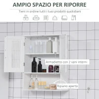 kleankin Mobiletto da Bagno a Muro Salvaspazio con Armadietto e Ripiano, 60x20x70 cm, Bianco
