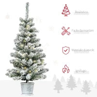 Albero di Natale Artificiale Innevato con 60 Luci LED Bianche e 116 Rami, Albero di Natale con Luci Incorporate, Base con Vaso Rimovibile, Φ40x90cm, Verde