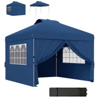 Gazebo pop-up pieghevole 3 x 3 altezza regolabile pareti laterali aperture finestre sacco da trasporto con ruote
