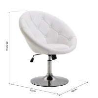 Sgabello da Lavoro, Sgabello Girevole, Sedia da Ufficio, Cromato, Regolabile in Altezza, PU e Acciaio, 56x71x78,5-90,5 cm, Bianco