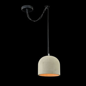 Lampadario Industrial Broni Metallo Nero 1 Luce Diffusore Calcestruzzo Grigio
