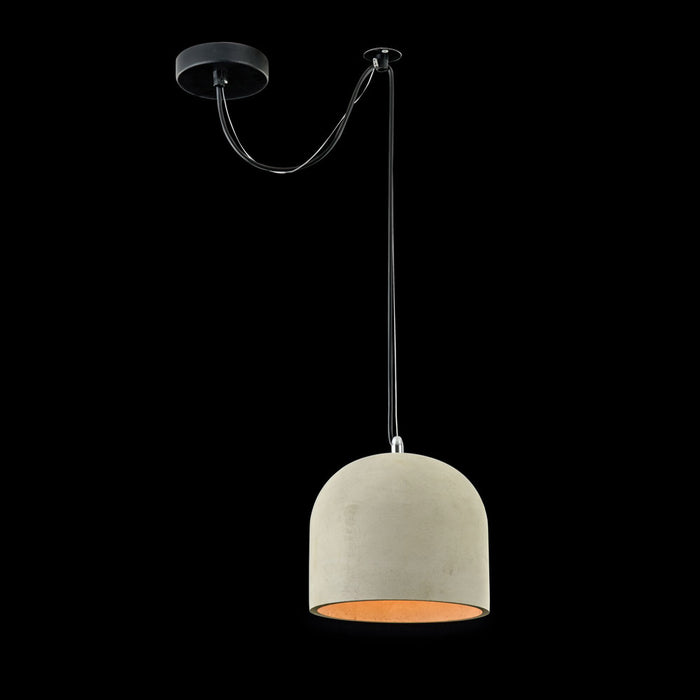 Lampadario Industrial Broni Metallo Nero 1 Luce Diffusore Calcestruzzo Grigio