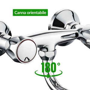 Rubinetto a muro down canna a esse in ottone cucina con erogazione orientabile *** confezione 1