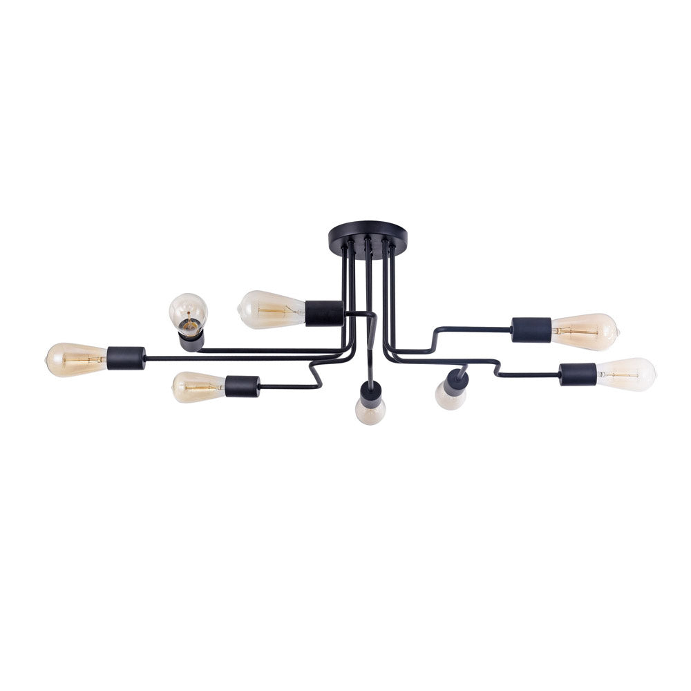 Plafoniera Moderna Gilbert Metallo Nero 8 Luci