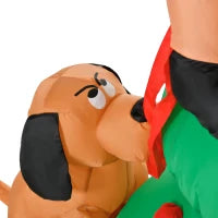 Albero di Natale Gonfiabile 180cm con Babbo Natale, Cagnolino e Luci LED, Decorazione Natalizia da Esterno