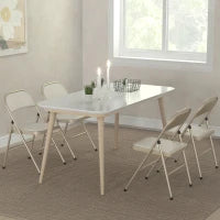 Set di 4 Sedie Pieghevoli con Seduta Imbottita in poliestere e Struttura in Acciaio, Beige