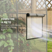 Serra a Tunnel 3x2x2m con Porta Avvolgibile e Finestre a Rete in Acciaio e Plastica, Trasparente