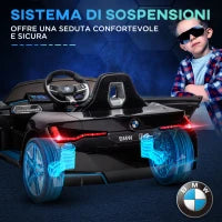 Macchina Elettrica per Bambini 3-6 Anni con Licenza BMW con Telecomando, Clacson e Fari, 115x67x45 cm, Nera