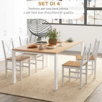 Set 4 Sedie per Cucina e Soggiorno con Schienale a Croce, in Legno di Pino, 41x46.5x86 cm
