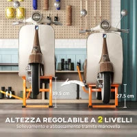 DURHAND Cavalletto Alzamoto max 150 kg in Metallo con Superficie in Gomma e Manovella, 48x34x43 cm, Arancione