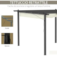 Pergola Gazebo da Giardino 3.96x2.96m con Tettuccio Retrattile e Struttura in Alluminio