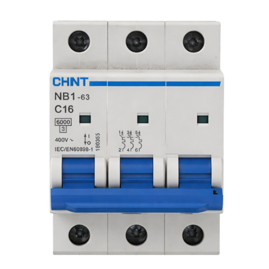 Chint nb1-63 interruttore magnetotermico 3p curva c 6ka guida din *** ampere 16 ampere, confezione 1