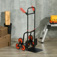 Carrello Portapacchi Pieghevole 120 kg max con Maniglia Estraibile, 60x45x109 cm, Rosso e Nero