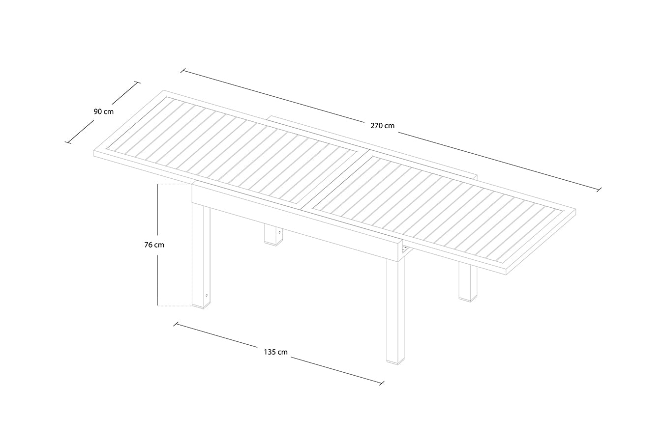 Tavolo da giardino allungabile bianco 135/270 x 90 cm mod. Ares