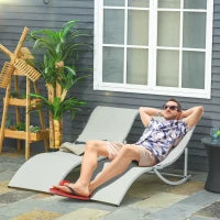 Set 2 Sdraio da Giardino Pieghevoli, Lettino Prendisole in Alluminio e Textilene, 61x165x63 cm