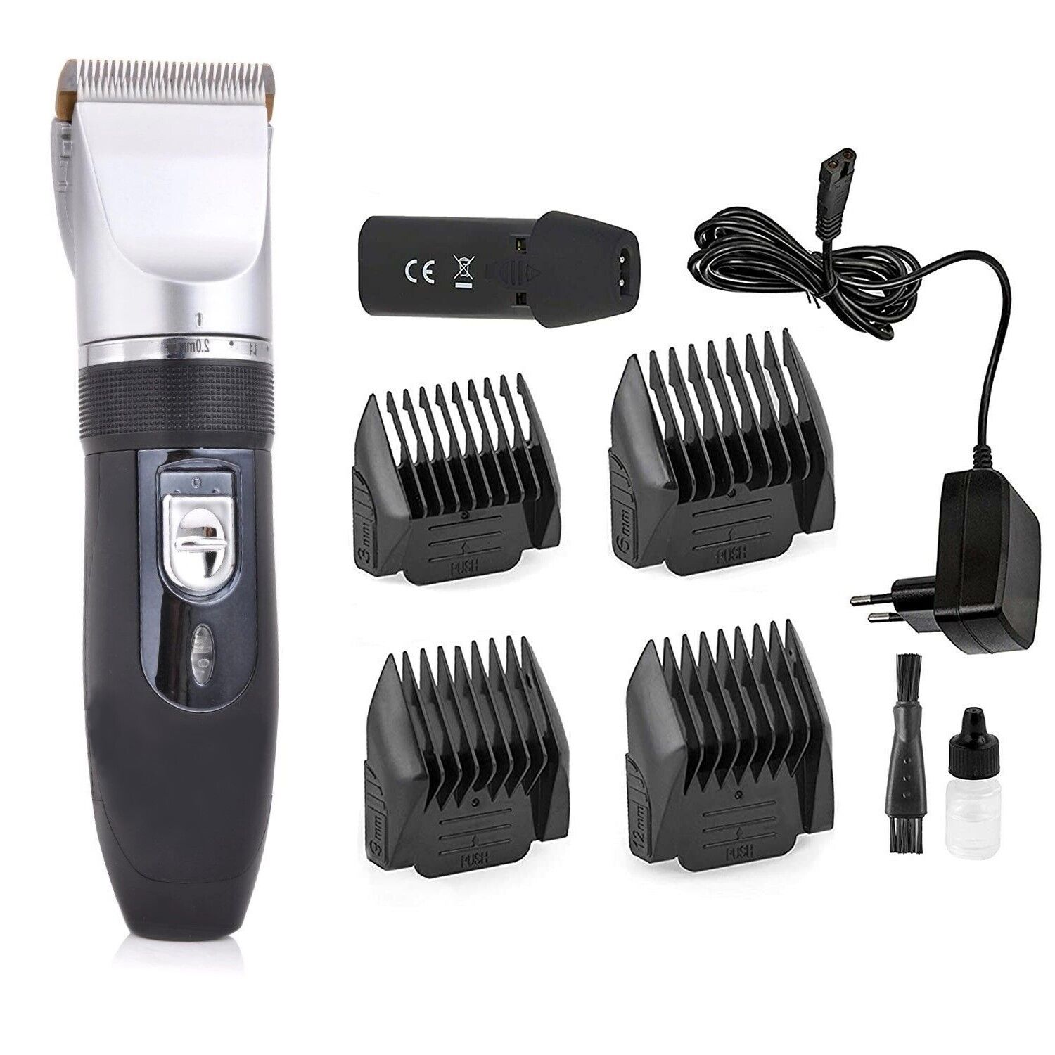 TAGLIA CAPELLI RASOIO BARBA 2 BATTERIE RICARICABILE LAMA CERAMICA RFC-208