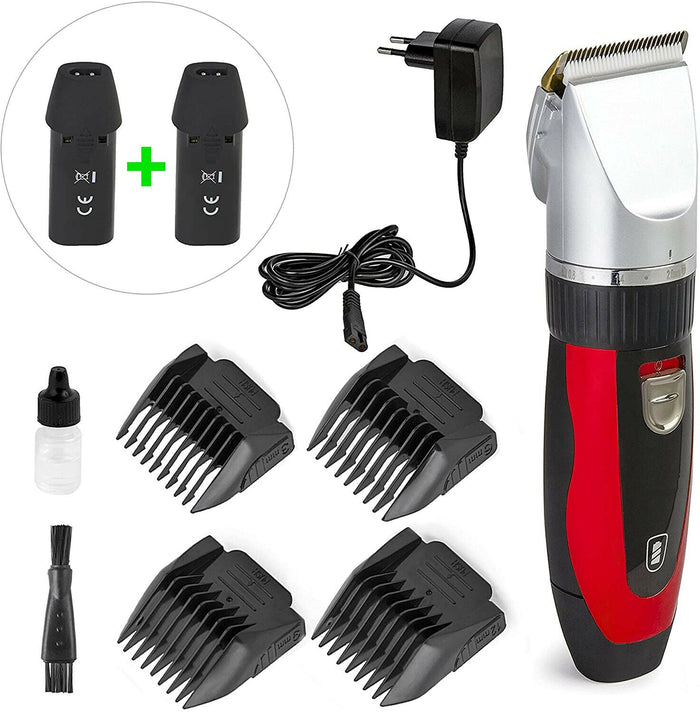 TAGLIA CAPELLI RASOIO BARBA 2 BATTERIE RICARICABILE LAMA CERAMICA RFC-208