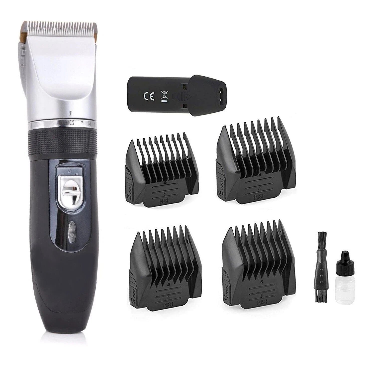 TAGLIA CAPELLI RASOIO BARBA 2 BATTERIE RICARICABILE LAMA CERAMICA RFC-208