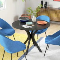 Tavolo da Pranzo Moderno Rotondo per 4 Persone in Acciaio e MDF, Ø100x75cm, Nero