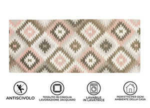 Tappeto Passatoia Cucina Corsia Retro Antiscivolo Disegno Avana Colore Rosa By Suardi - 55x280 - Rosa