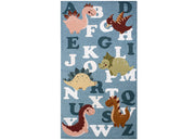 Tappeto Arredo e Gioco Antiscivolo Per Cameretta Bambini Disegno Dinosauri - 115x175 - Azzurro Topazio