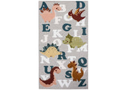 Tappeto Arredo e Gioco Antiscivolo Per Cameretta Bambini Disegno Dinosauri - 115x175 - Grigio Perla