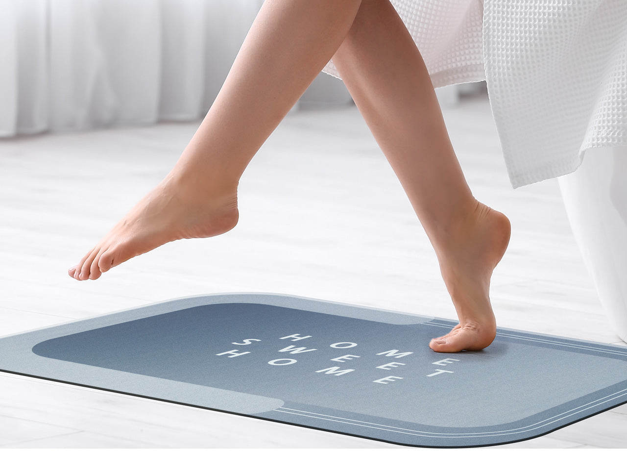 Tappeto Bagno Doccia Antiscivolo Assorbente Home Sweet Home - Home Sweet Home - Azzurro
