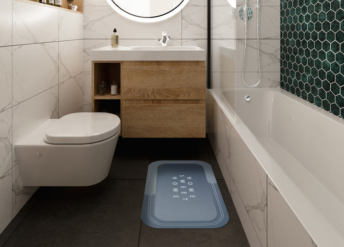 Tappeto Bagno Doccia Antiscivolo Assorbente Home Sweet Home - Home Sweet Home - Azzurro