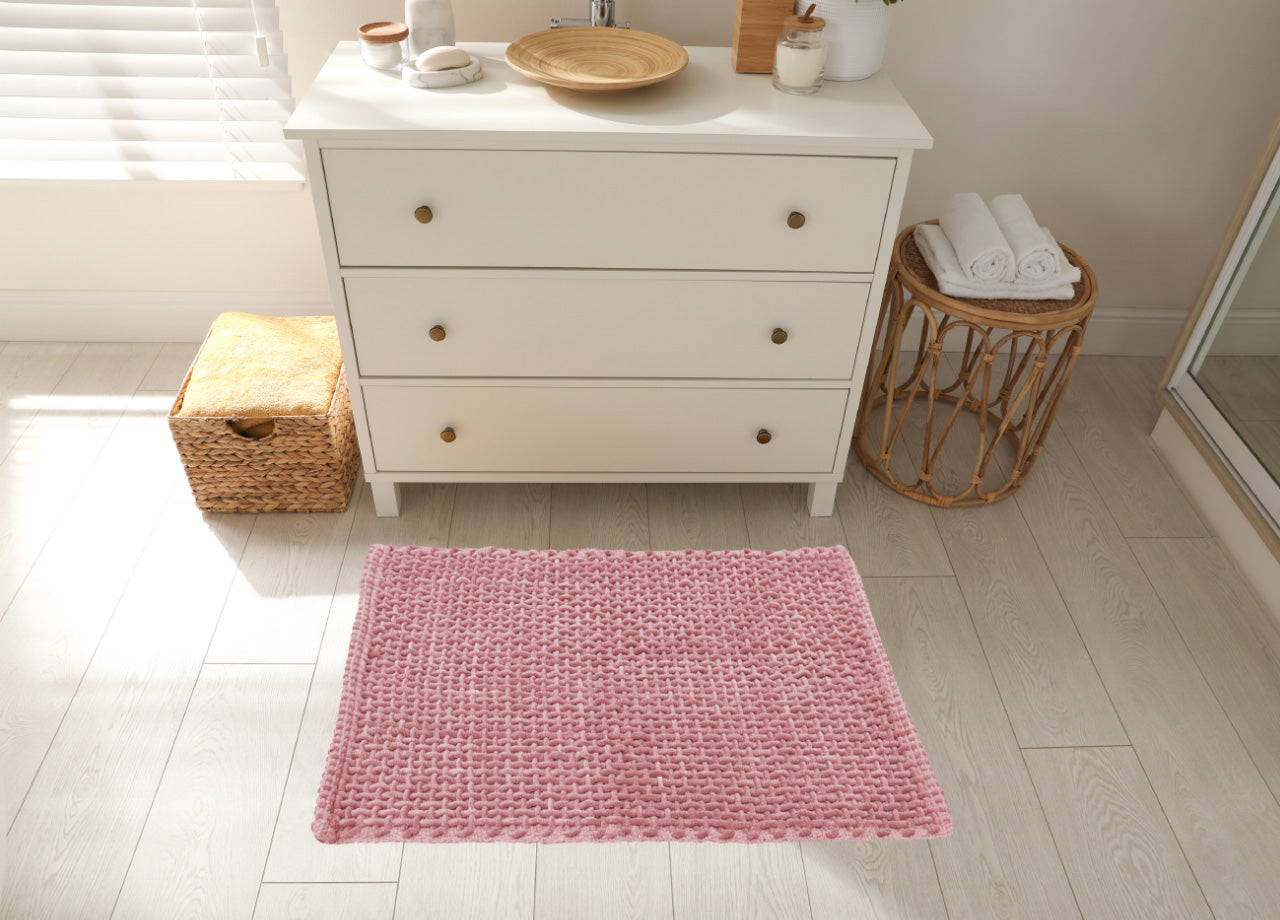 Tappeto Bagno Doccia Antiscivolo In Microfibra Super Assorbente Osaka - 50x80 - Rosa