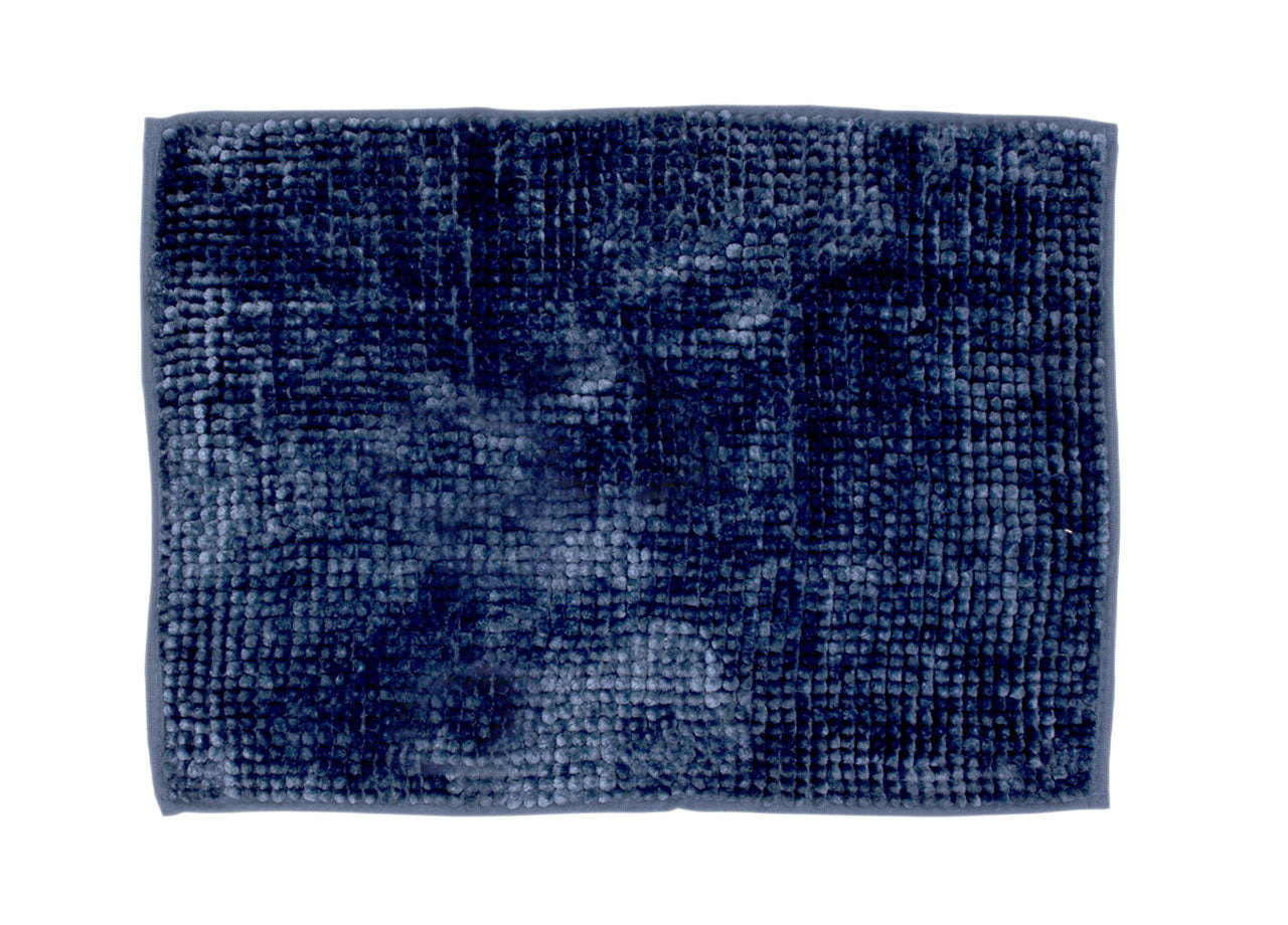 Tappeto Shaggy Bagno E Cucina Retro Antiscivolo Microfibra Mod. Perla Blu Navy - 50x80 - Blu