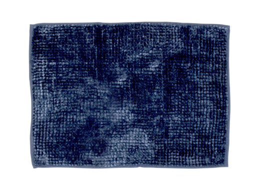 Tappeto Shaggy Bagno E Cucina Retro Antiscivolo Microfibra Mod. Perla Blu Navy - 50x80 - Blu
