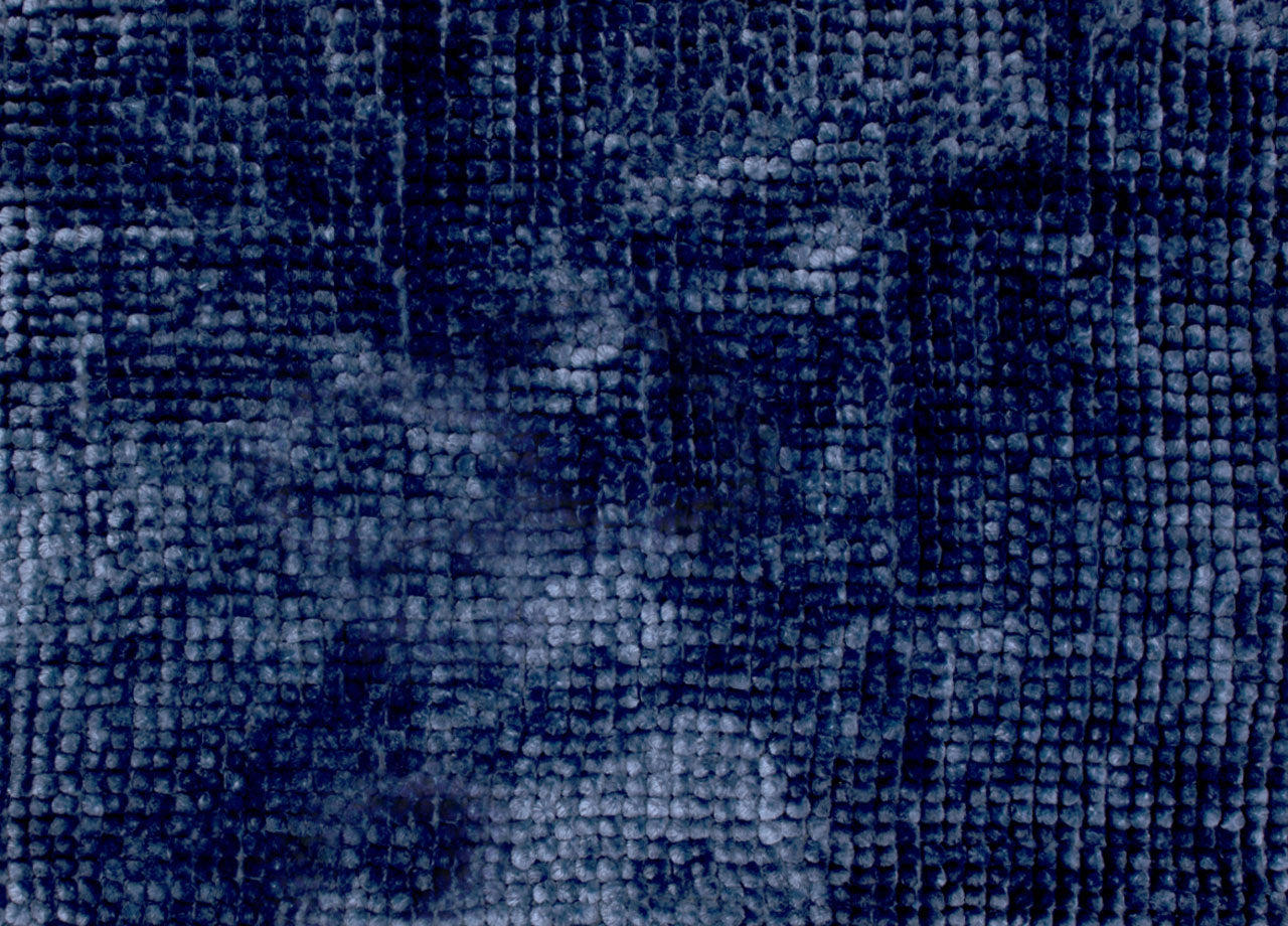 Tappeto Shaggy Bagno E Cucina Retro Antiscivolo Microfibra Mod. Perla Blu Navy - 50x80 - Blu