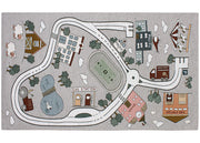 Tappeto Arredo e Gioco Antiscivolo Per Cameretta Bambini Disegno Pista - 80x150 - Grigio Perla
