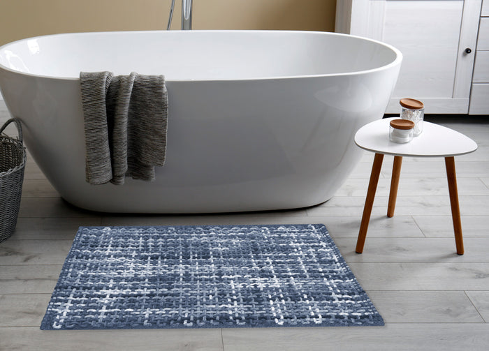 Tappeto Bagno Doccia Antiscivolo In Microfibra Super Assorbente Plot - 50x80 - Blu
