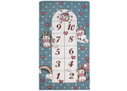 Tappeto Arredo e Gioco Antiscivolo Per Cameretta Bambini Disegno Unicorni - 80x150 - Azzurro Topazio