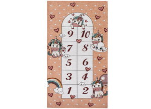 Tappeto Arredo e Gioco Antiscivolo Per Cameretta Bambini Disegno Unicorni - 80x150 - Rosa Anitco