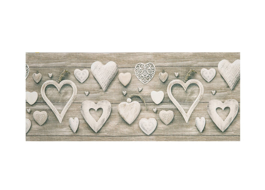 Tappeto Cucina Antiscivolo Stampa Digitale Emozioni Fantasie Shabby Cuori Fiori - 58x115 - Dolce Casa
