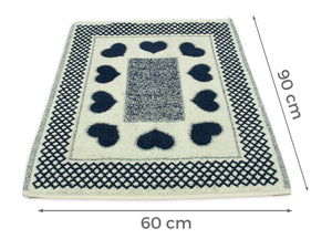 Tappeto Bagno Doccia Spugna Tappetino Assorbente Cotone Pelo Corto Mod. Love O.B - 60x90 - Blu