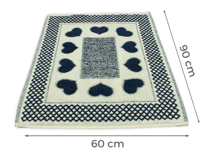 Tappeto Bagno Doccia Spugna Tappetino Assorbente Cotone Pelo Corto Mod. Love O.B - 60x90 - Blu