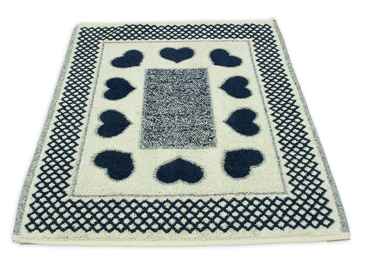 Tappeto Bagno Doccia Spugna Tappetino Assorbente Cotone Pelo Corto Mod. Love O.B - 60x90 - Blu