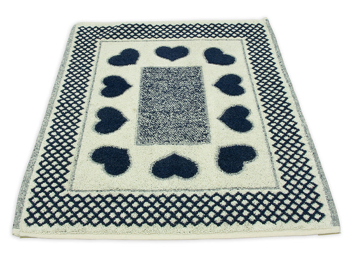 Tappeto Bagno Doccia Spugna Tappetino Assorbente Cotone Pelo Corto Mod. Love O.B - 60x90 - Blu