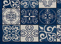 Tappeto Passatoia Runner Cucina Antiscivolo Lavabile Disegno Maiolica Suardi - 55x140 - Blu