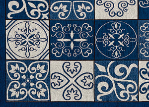 Tappeto Passatoia Runner Cucina Antiscivolo Lavabile Disegno Maiolica Suardi - 55x115 - Blu
