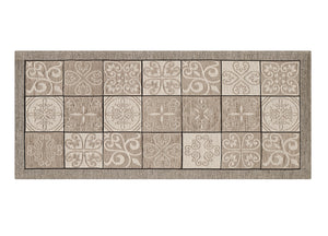 Tappeto Passatoia Runner Cucina Antiscivolo Lavabile Disegno Maiolica Suardi - 55x80 - Tortora