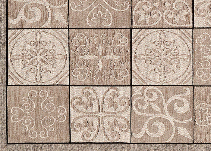 Tappeto Passatoia Runner Cucina Antiscivolo Lavabile Disegno Maiolica Suardi - 55x240 - Tortora