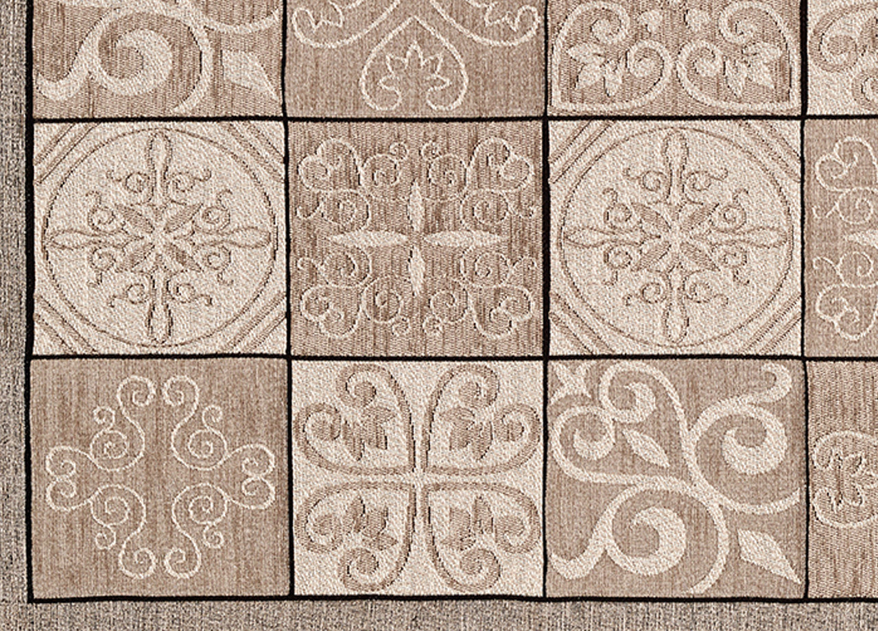 Tappeto Passatoia Runner Cucina Antiscivolo Lavabile Disegno Maiolica Suardi - 55x80 - Tortora