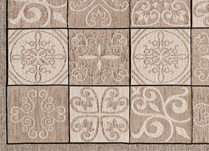 Tappeto Passatoia Runner Cucina Antiscivolo Lavabile Disegno Maiolica Suardi - 55x80 - Tortora