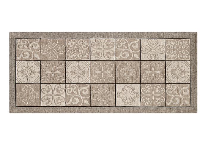 Tappeto Passatoia Runner Cucina Antiscivolo Lavabile Disegno Maiolica Suardi - 55x240 - Tortora