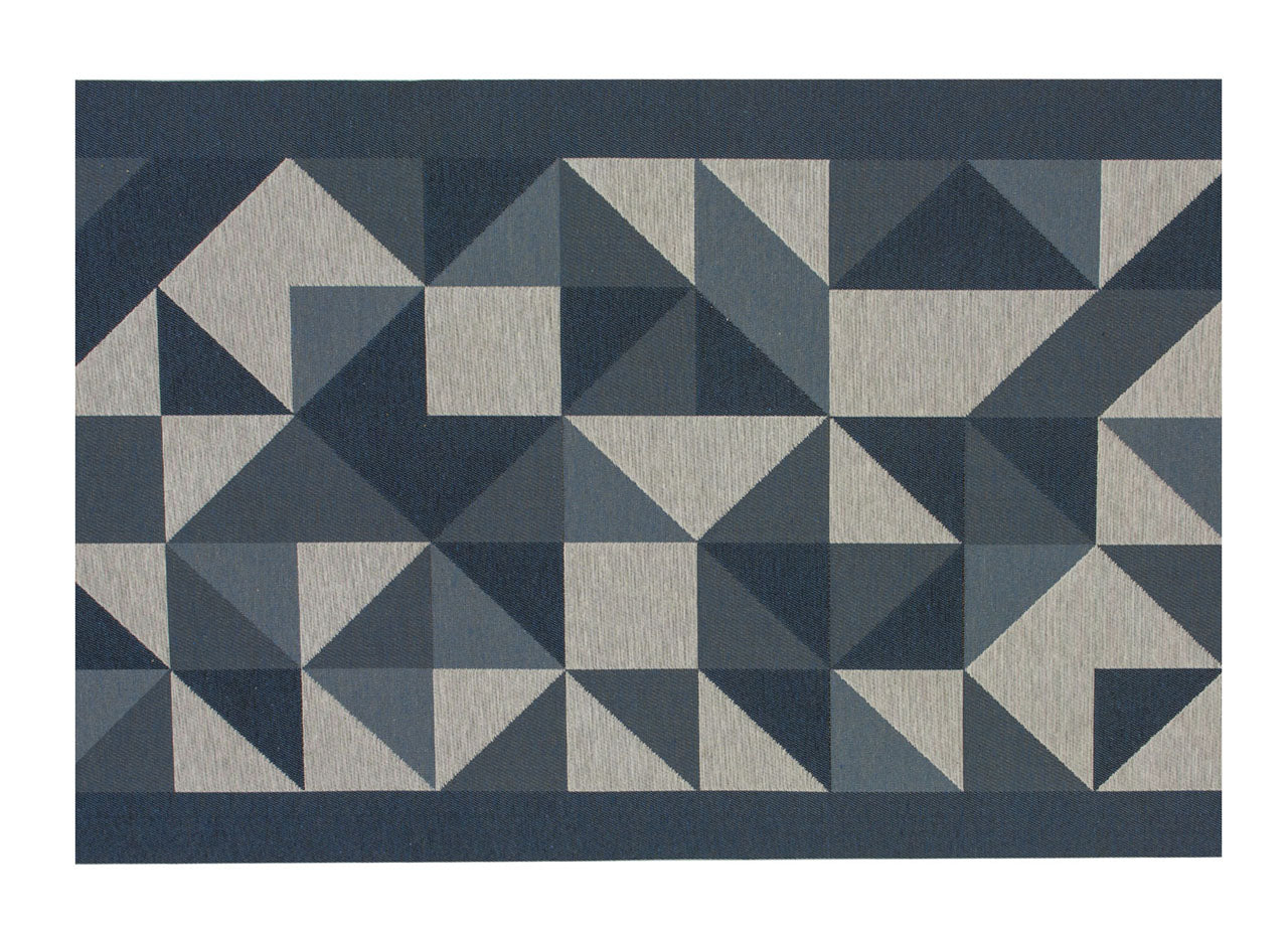 Tappeto Passatoia Cucina Antiscivolo Tessuto Jacquard Disegno Origami Blu - 57x115 - Blu