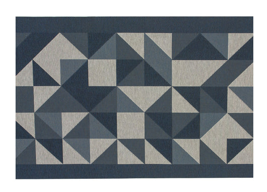 Tappeto Passatoia Cucina Antiscivolo Tessuto Jacquard Disegno Origami Blu - 57x115 - Blu